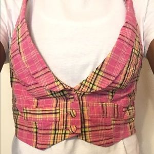 Plaid halter top/vest